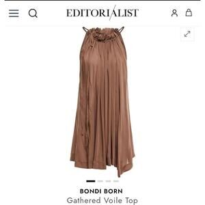 Subtly Sexy Bondi Born Gathered Voila Top Silk Medium Chocolate Brown Tie $595